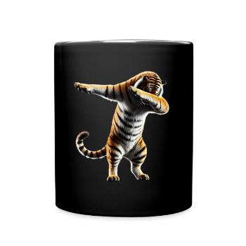 Funny Dabbing Tiger Wildlife Animal Lover - Full Colour Mug - black - Front
