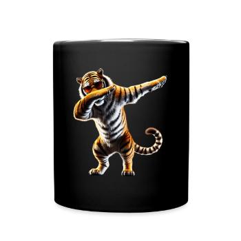 Lustiges Dabbing Tiger Wildtier Tierliebhaber - Tasse einfarbig - Schwarz - Vorne