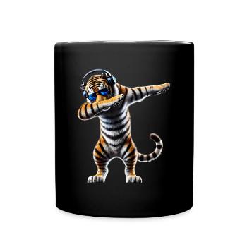 Lustiges Dabbing Tiger Wildtier Tierliebhaber - Tasse einfarbig - Schwarz - Vorne