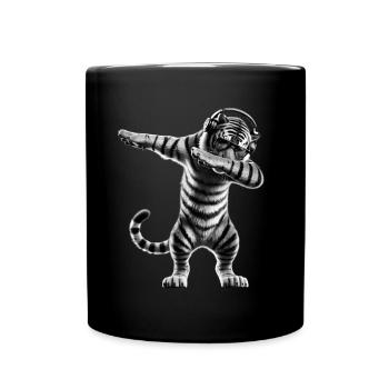 Lustiges Dabbing Tiger Wildtier Tierliebhaber - Tasse einfarbig - Schwarz - Vorne
