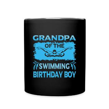 Grand-père de l’anniversaire garçon natation famille Design - Mug uni - noir - Devant