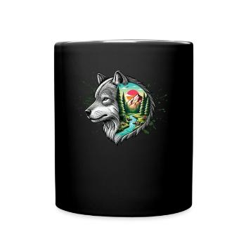 Wildnis im Inneren des Bären Retro Vintage - Tasse einfarbig - Schwarz - Vorne