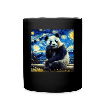 Panda Bear Starry Night Panda - Full Colour Mug - black - Front