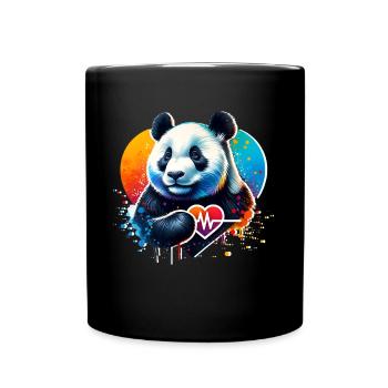 Cardio Pandabär EKG Panda - Tasse einfarbig - Schwarz - Vorne