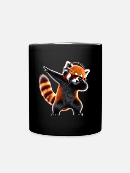 Fun Dabbing Red Panda Animal Lover Safari - Mug uni - noir