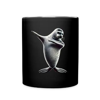 Funny Dabbing Seal Animal Lover Safari Ocean - Full Colour Mug - black - Front