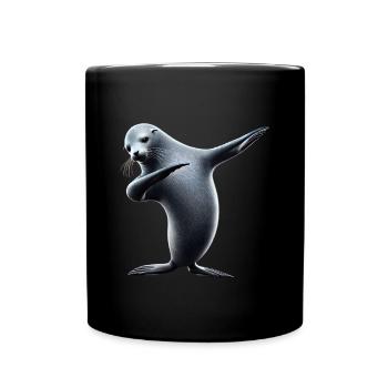 Funny Dabbing Seal Animal Lover Safari Ocean - Full Colour Mug - black - Front