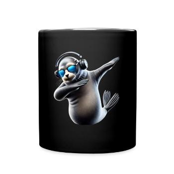 Funny Dabbing Seal Animal Lover Safari Ocean - Full Colour Mug - black - Front