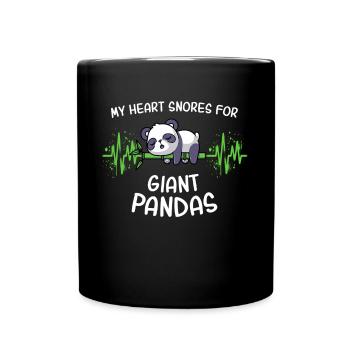 Pandabär Herzlinie Panda - Tasse einfarbig - Schwarz - Vorne