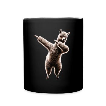 Lustiges Dabbing Alpaka Lama Tierliebhaber Safari - Tasse einfarbig - Schwarz - Vorne