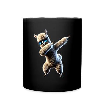 Lustiges Dabbing Alpaka Lama Tierliebhaber Safari - Tasse einfarbig - Schwarz - Vorne