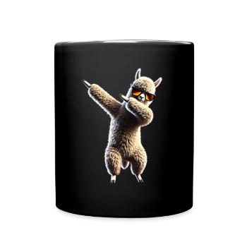 Lustiges Dabbing Alpaka Lama Tierliebhaber Safari - Tasse einfarbig - Schwarz - Vorne