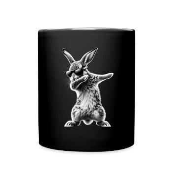 Lustiges Dabbing Kaninchen Tierliebhaber Tiere - Tasse einfarbig - Schwarz - Vorne