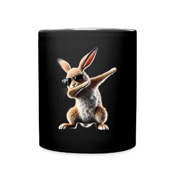 Lustiges Dabbing Kaninchen Tierliebhaber Tiere - Tasse einfarbig - Schwarz - Vorne