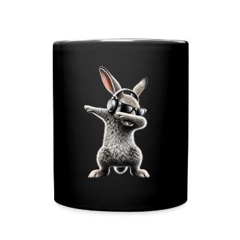 Lustiges Dabbing Kaninchen Tierliebhaber Tiere - Tasse einfarbig - Schwarz - Vorne
