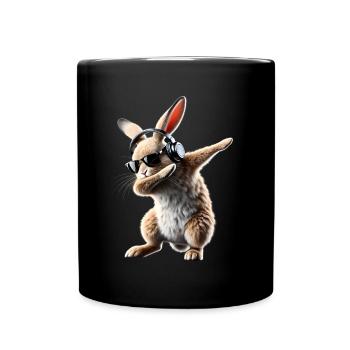 Lustiges Dabbing Kaninchen Tierliebhaber Tiere - Tasse einfarbig - Schwarz - Vorne