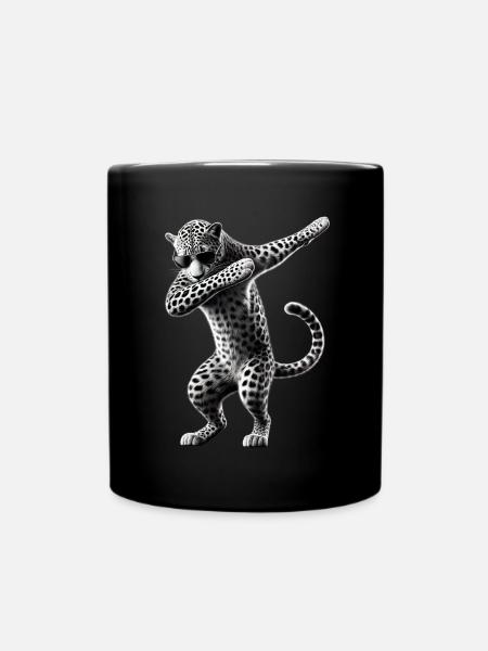 Lustiges Dabbing Leopard Tierliebhaber Tier Safari - Tasse einfarbig - Schwarz