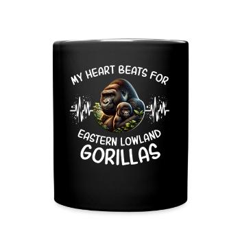 Gray Gorilla Heart Line - Full Colour Mug - black - Front