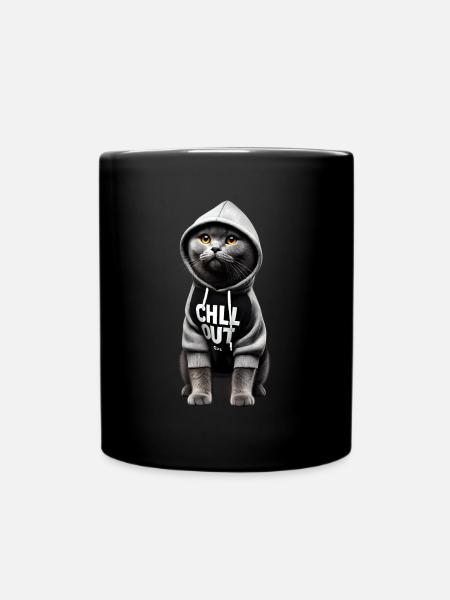Lustige Britisch Kurzhaar Chill Out Katze Chillen - Tasse einfarbig - Schwarz