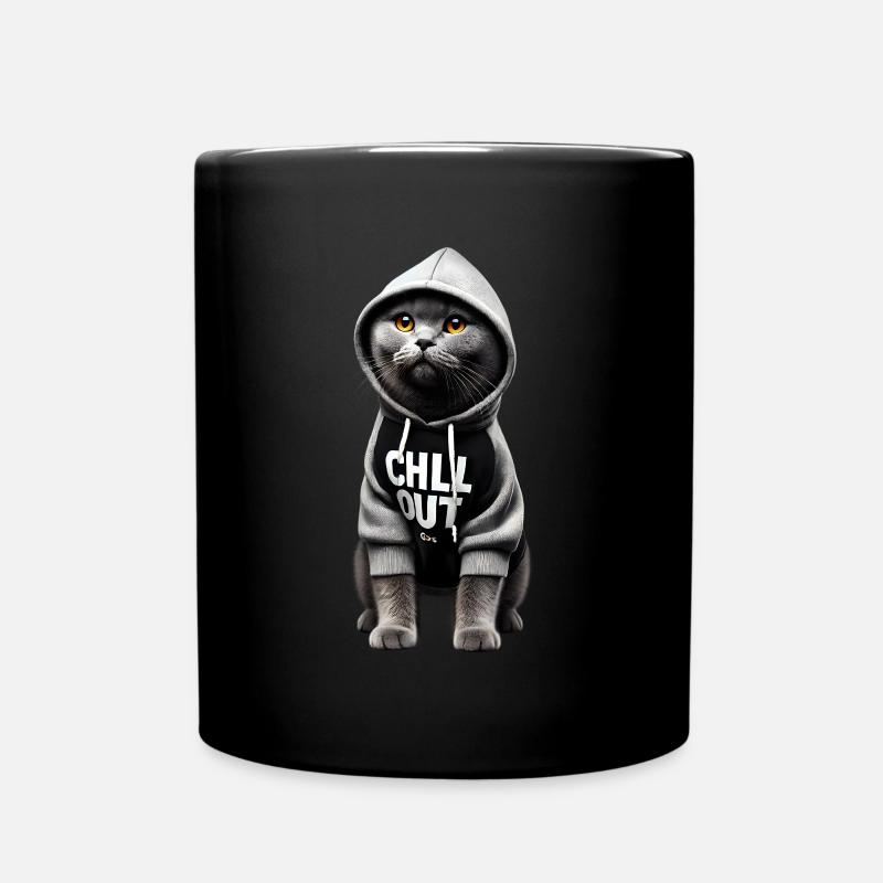 Lustige Britisch Kurzhaar Chill Out Katze Chillen - Tasse einfarbig - Schwarz