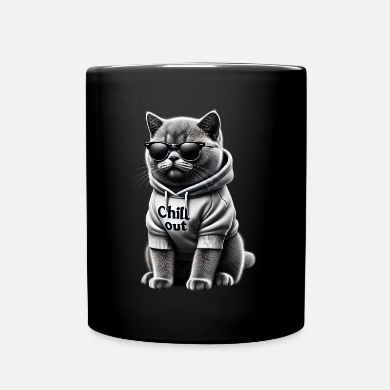 Lustige Britisch Kurzhaar Chill Out Katze Chillen - Tasse einfarbig - Schwarz