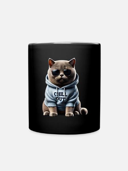 Lustige Britisch Kurzhaar Chill Out Katze Chillen - Tasse einfarbig - Schwarz