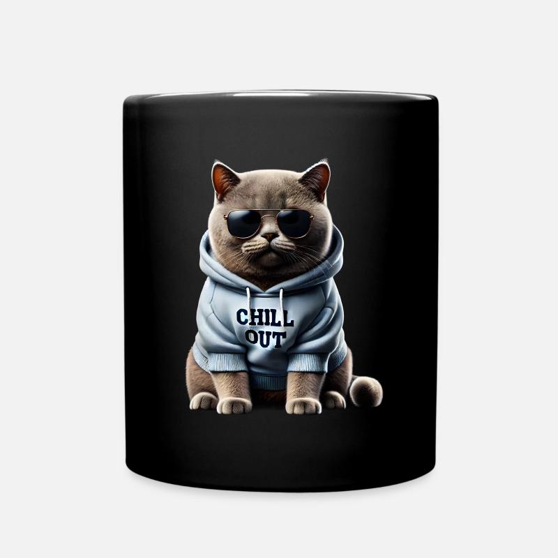 Lustige Britisch Kurzhaar Chill Out Katze Chillen - Tasse einfarbig - Schwarz