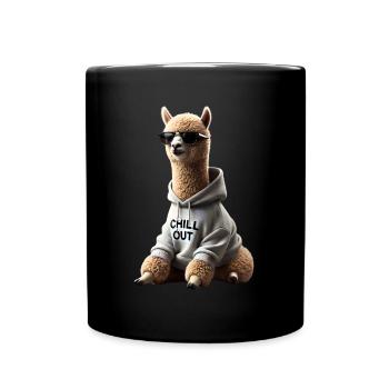 Lustiges Alpaka Chill Out Tierliebhaber Chillen - Tasse einfarbig - Schwarz - Vorne