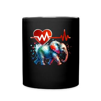 Zwergelefant EKG - Tasse einfarbig - Schwarz - Vorne