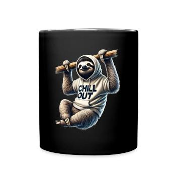Lustiges Faultier Chill Out Tierliebhaber Chillen - Tasse einfarbig - Schwarz - Vorne