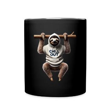 Lustiges Faultier Chill Out Tierliebhaber Chillen - Tasse einfarbig - Schwarz - Vorne