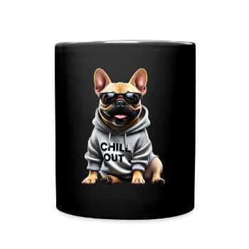 Funny French Bulldog Chill Out Chill Out - Full Colour Mug - black - Front