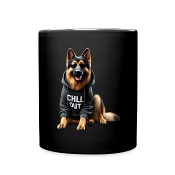 Funny German Shepherd Chill Out Chill - Full Colour Mug - black - Front