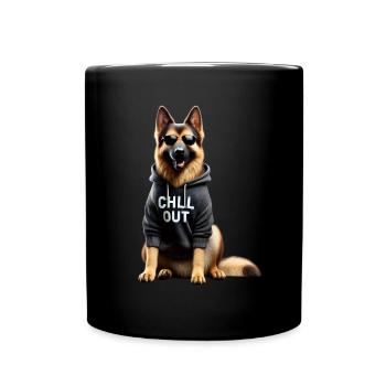 Funny German Shepherd Chill Out Chill - Full Colour Mug - black - Front