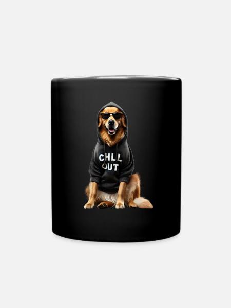 Lustiges Deutscher Golden Retriever Chill Out Hund - Tasse einfarbig - Schwarz