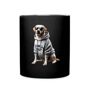 Funny Labrador Animal Lover Dogs Chilling Lazy - Full Colour Mug - black - Front