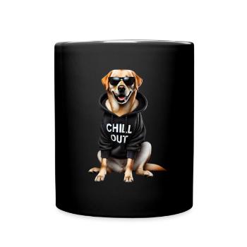 Funny Labrador Animal Lover Dogs Chilling Lazy - Full Colour Mug - black - Front