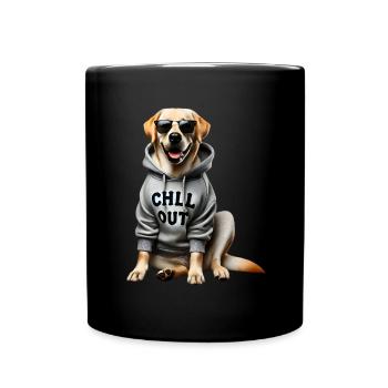Funny Labrador Animal Lover Dogs Chilling Lazy - Full Colour Mug - black - Front