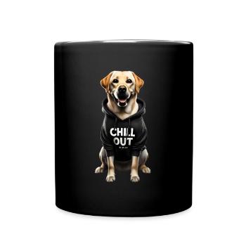 Funny Labrador Animal Lover Dogs Chilling Lazy - Full Colour Mug - black - Front