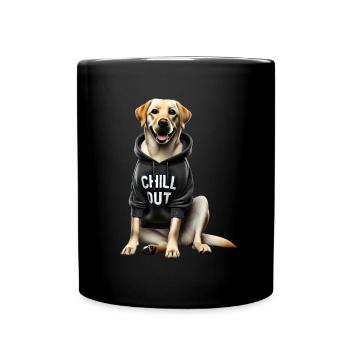 Funny Labrador Animal Lover Dogs Chilling Lazy - Full Colour Mug - black - Front