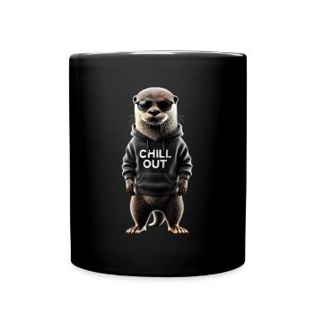 Lustiges Otter Chill Out Tierliebhaber Chillen - Tasse einfarbig - Schwarz - Vorne