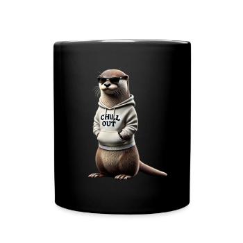 Funny Otter Chill Out Animal Lover Chill - Full Colour Mug - black - Front