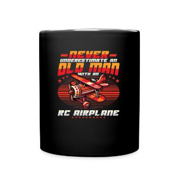 Old man with model airplane - Full Colour Mug - black - Front