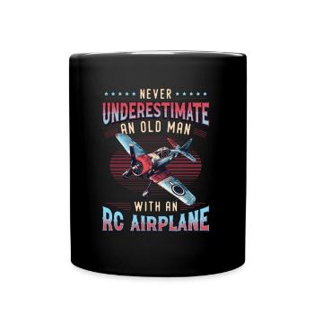 Old man with model airplane - Full Colour Mug - black - Front
