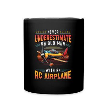 Old man with model airplane - Full Colour Mug - black - Front
