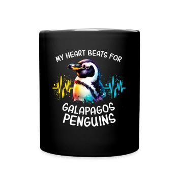 Galapagos Pinguin Herzlinie - Tasse einfarbig - Schwarz - Vorne