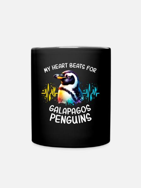 Galapagos Pinguin Herzlinie - Tasse einfarbig - Schwarz