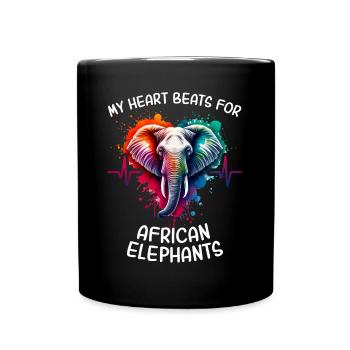 afAfrikanischer Elefant Herzlinie - Tasse einfarbig - Schwarz - Vorne