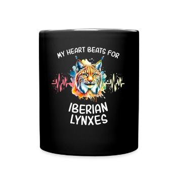 Ligne de cœur de lynx ibérique - Mug uni - noir - Devant