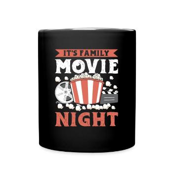 Popcorn Soirée cinéma en famille Soirée cinéma pop-corn - Mug uni - noir - Devant